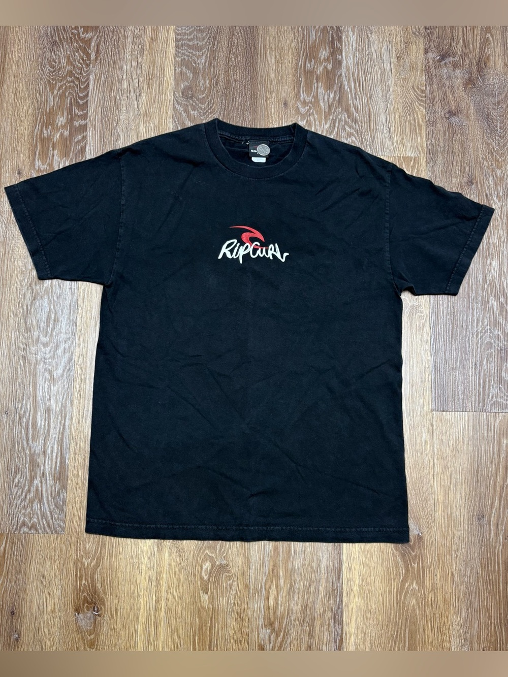 Rip Curl Black Short Sleeve Tee with Red & White Logo